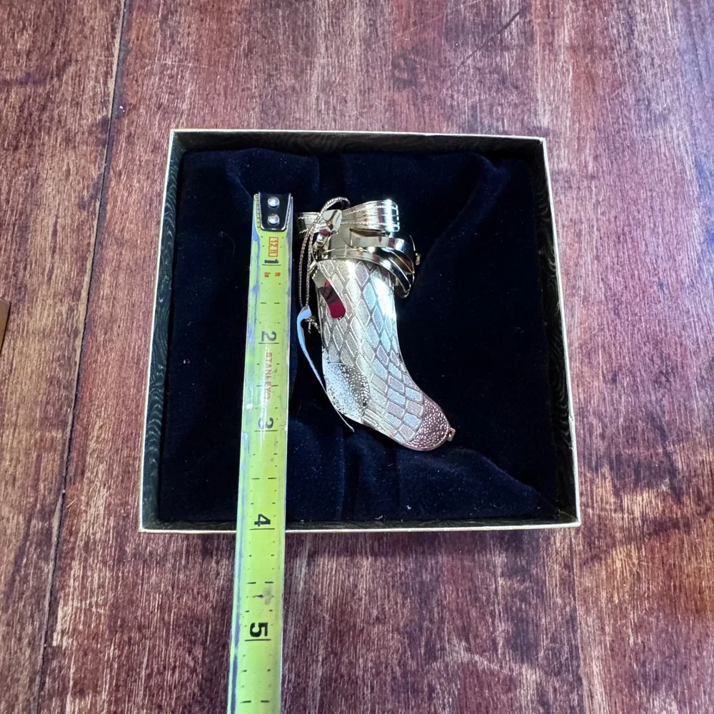ChemArt Elegant Stocking Christmas Ornament 51011‎ Gold Tone Handcrafted USA Box